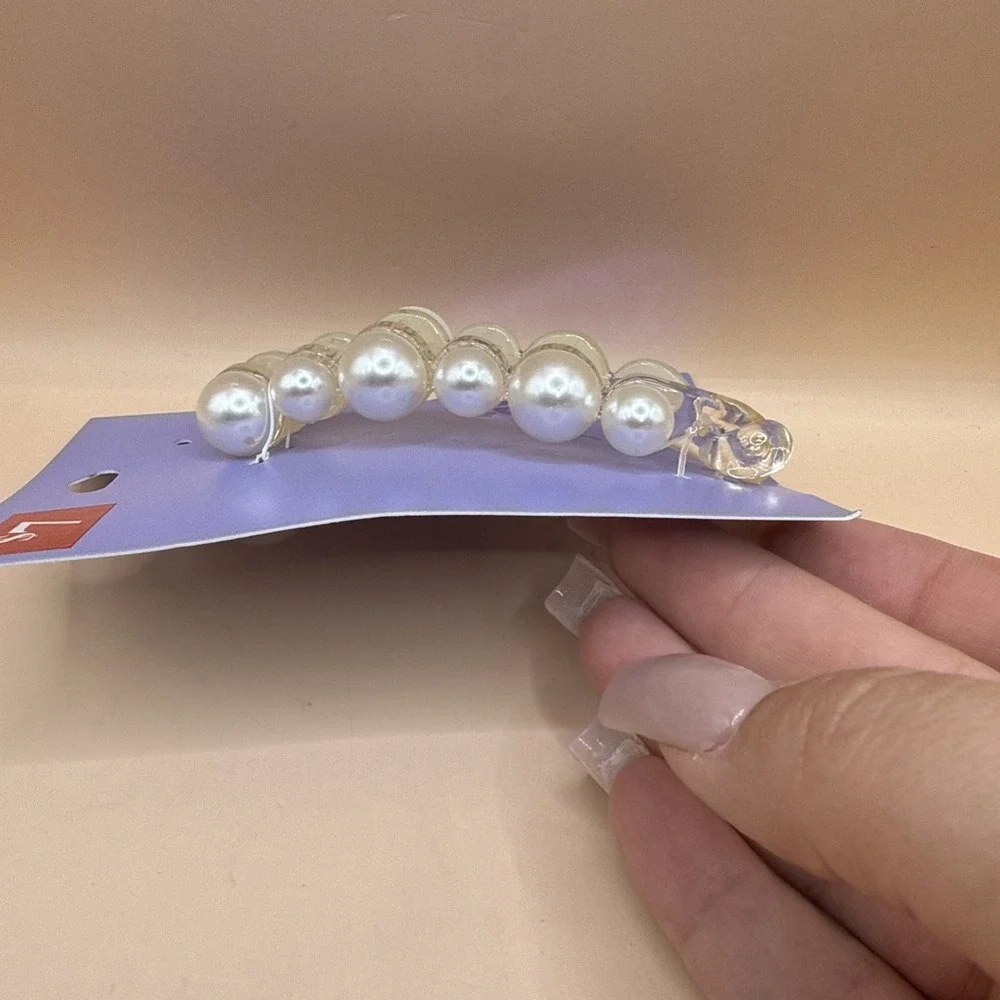 Claire's Faux Pearl Hair Twist Clip Jaws Plastic 4